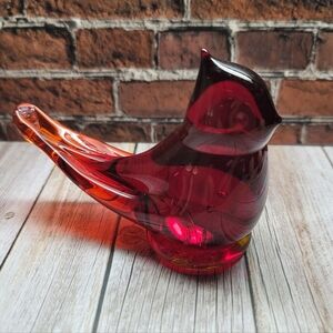 Titan Art Glass Red Cardinal Of Love Bird Figurine 4.5" Glows